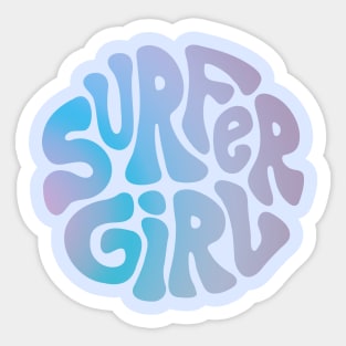 Surfer Girl Retro Logo - Purple and Blue Sticker